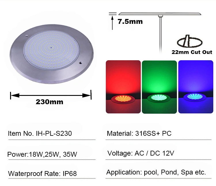 Top Rated IP68 Stainless Steel 316 Salt Water LED RGB Swimming Underwater Round Pool Wall Mount Lamp